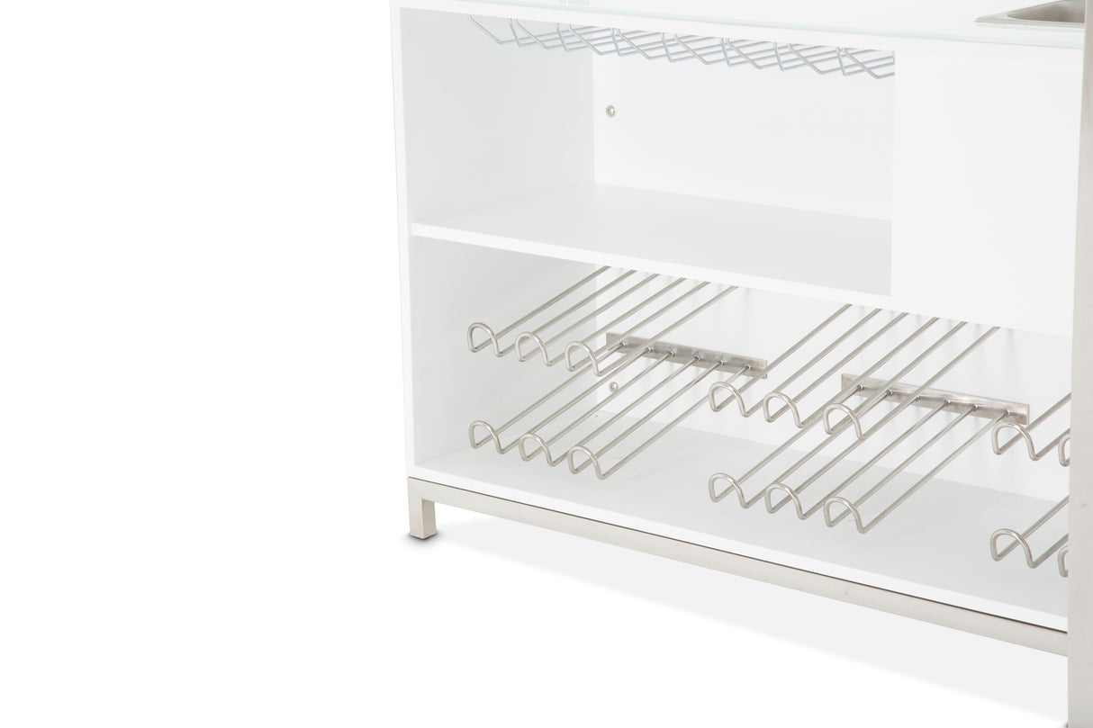 State St. - Bar with Glass Top - Glossy White