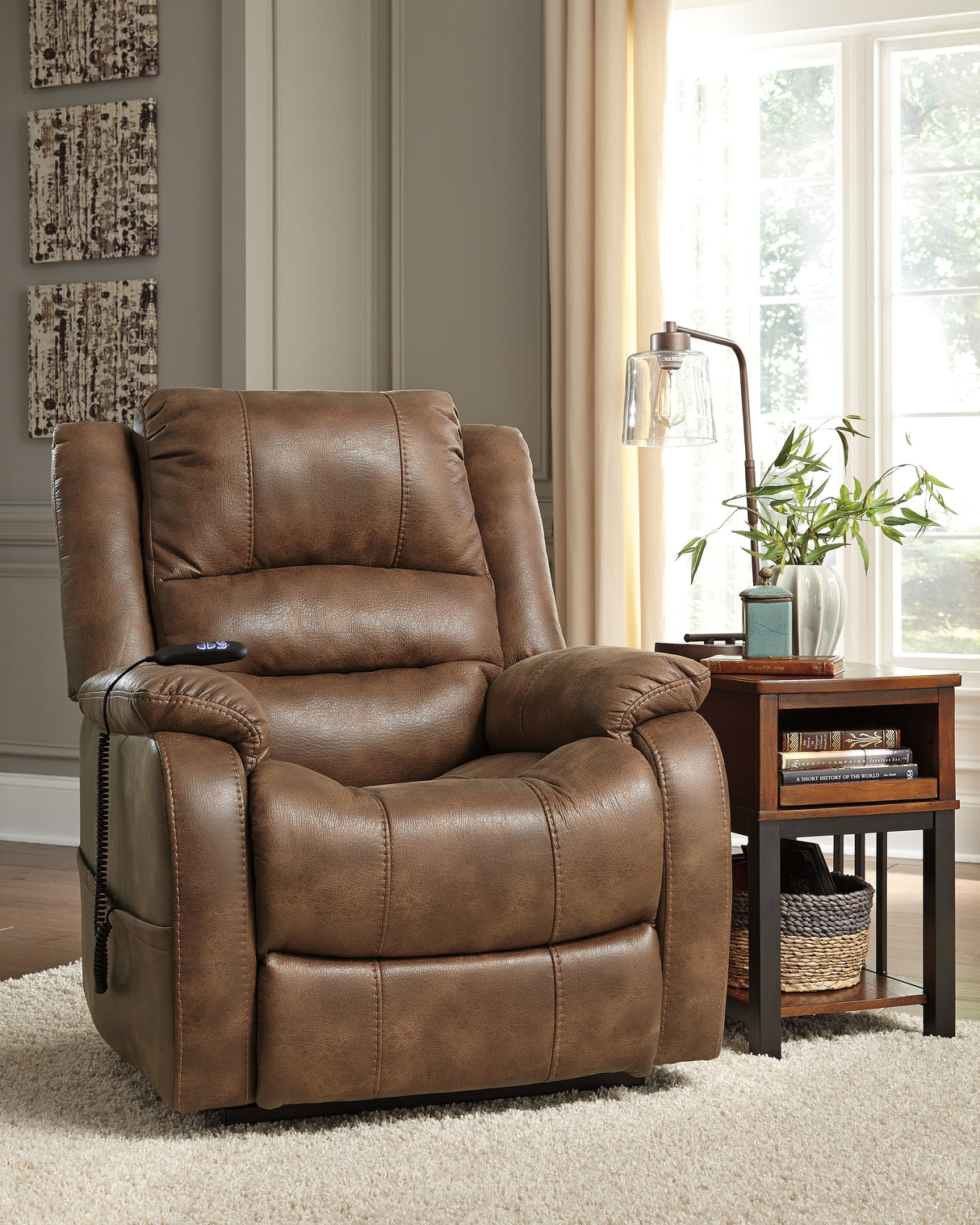 Yandel Power Lift Recliner (Color: Saddle)