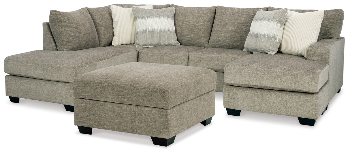 Creswell 3-Piece Sectional with Ottoman (Right-Arm Facing Sofa Chaise, Left-Arm Facing Corner Chaise, Ottoman With Storage)