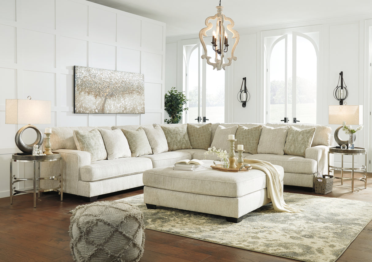 Rawcliffe 4-Piece Sectional with Ottoman (Left-Arm Facing Sofa, Right-Arm Facing Sofa, Wedge, Oversized Accent Ottoman)
