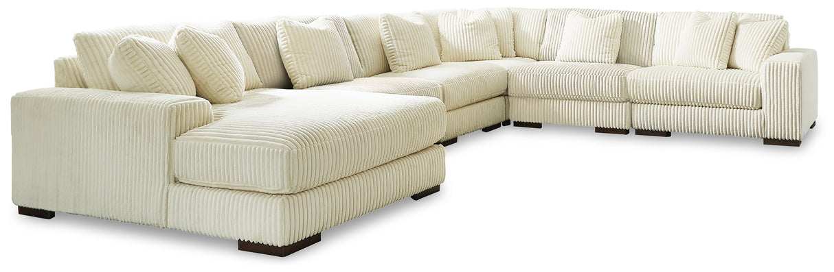 Lindyn 6-Piece Sectional with Chaise (Color: Ivory, Sectional Orientation: Left Arm Facing)