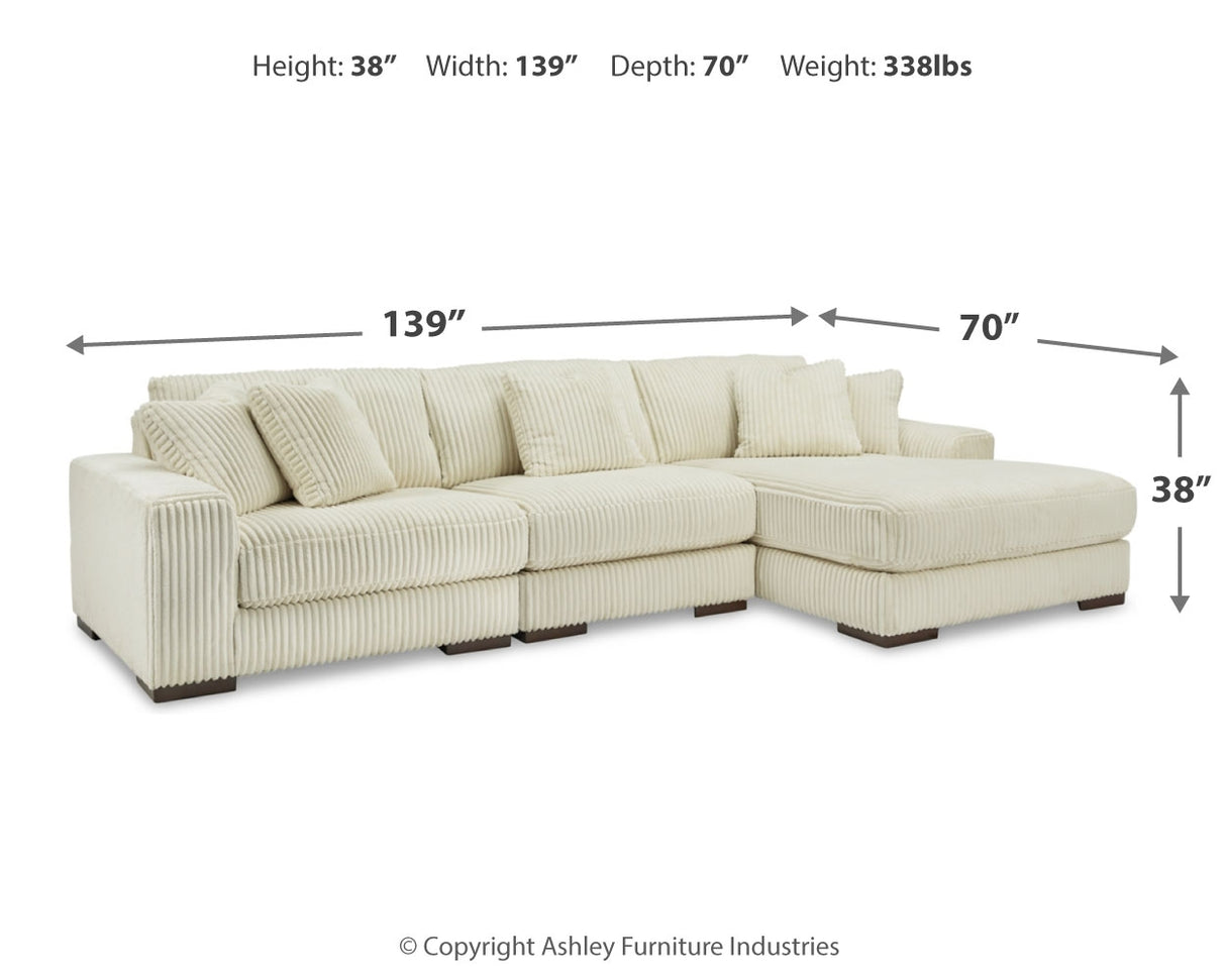 Lindyn 4-Piece Sectional with Ottoman (Right-Arm Facing Corner Chaise, Armless Chair, Left-Arm Facing Corner Chair, Oversized Accent Ottoman)