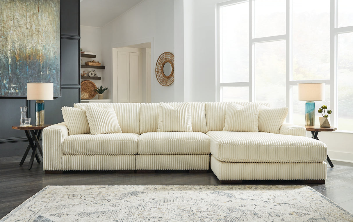 Lindyn 4-Piece Sectional with Ottoman (Right-Arm Facing Corner Chaise, Armless Chair, Left-Arm Facing Corner Chair, Oversized Accent Ottoman)