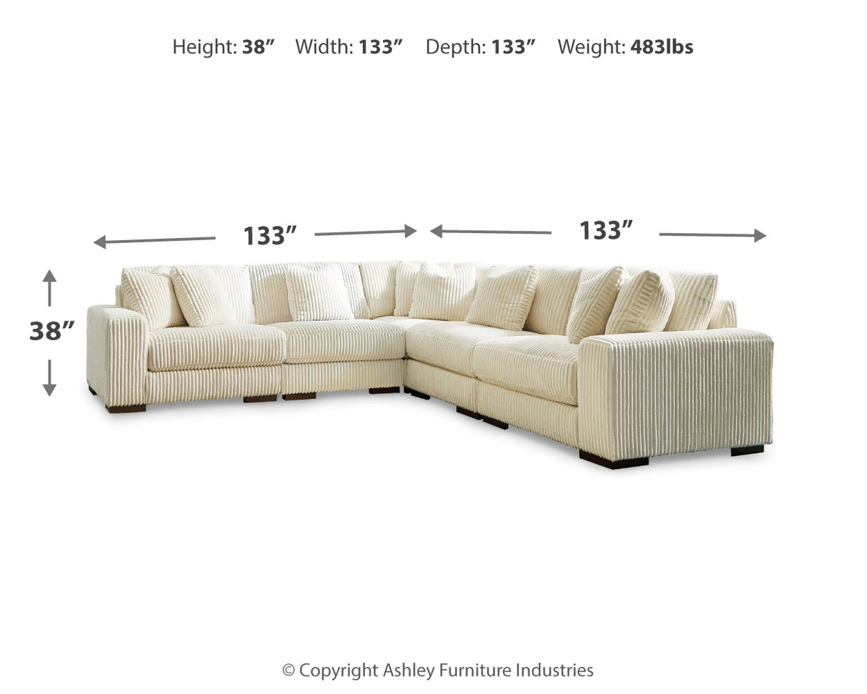 Lindyn 6-Piece Sectional with Ottoman (Armless Chair, Armless Chair, Left-Arm Facing Corner Chair, Right-Arm Facing Corner Chair, Wedge, Oversized Accent Ottoman)