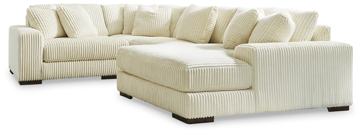 Lindyn 4-Piece Sectional with Chaise (Color: Ivory, Sectional Orientation: Right Arm Facing)