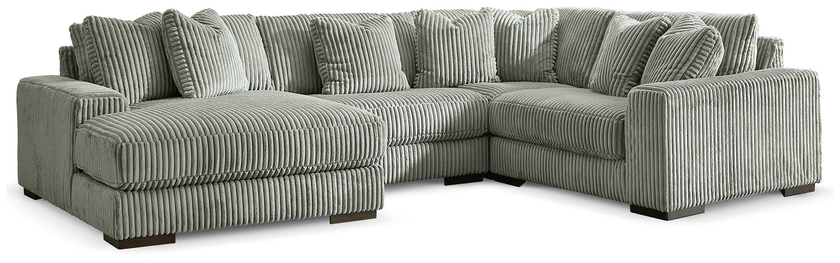Lindyn 4-Piece Sectional with Chaise (Color: Fog, Sectional Orientation: Left Arm Facing)