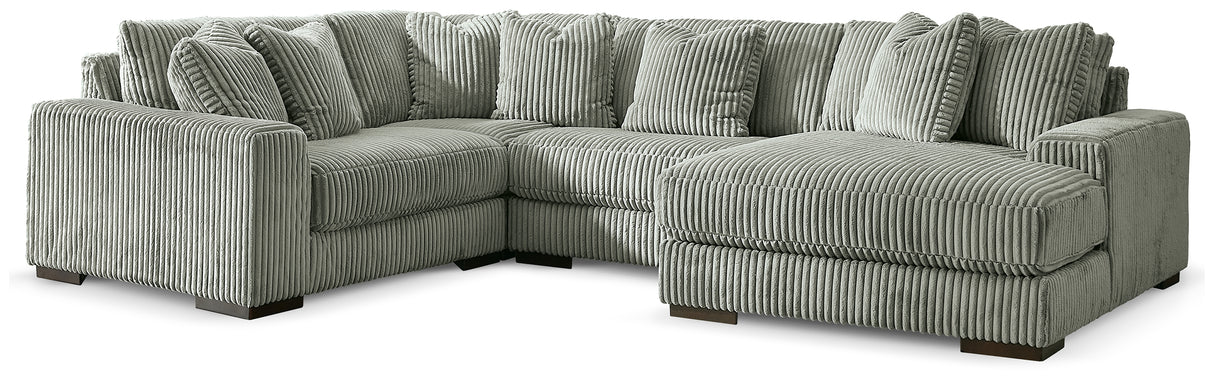 Lindyn 4-Piece Sectional with Chaise (Color: Fog, Sectional Orientation: Right Arm Facing)