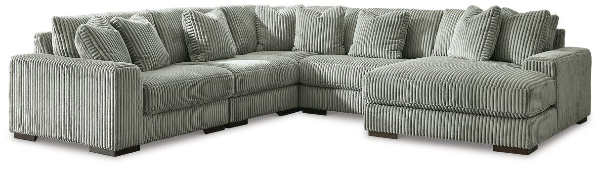 Lindyn 5-Piece Sectional with Chaise (Color: Fog, Sectional Orientation: Right Arm Facing)