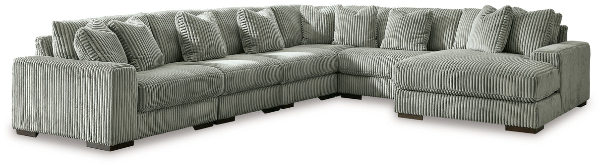 Lindyn 6-Piece Sectional with Chaise (Color: Fog, Sectional Orientation: Right Arm Facing)