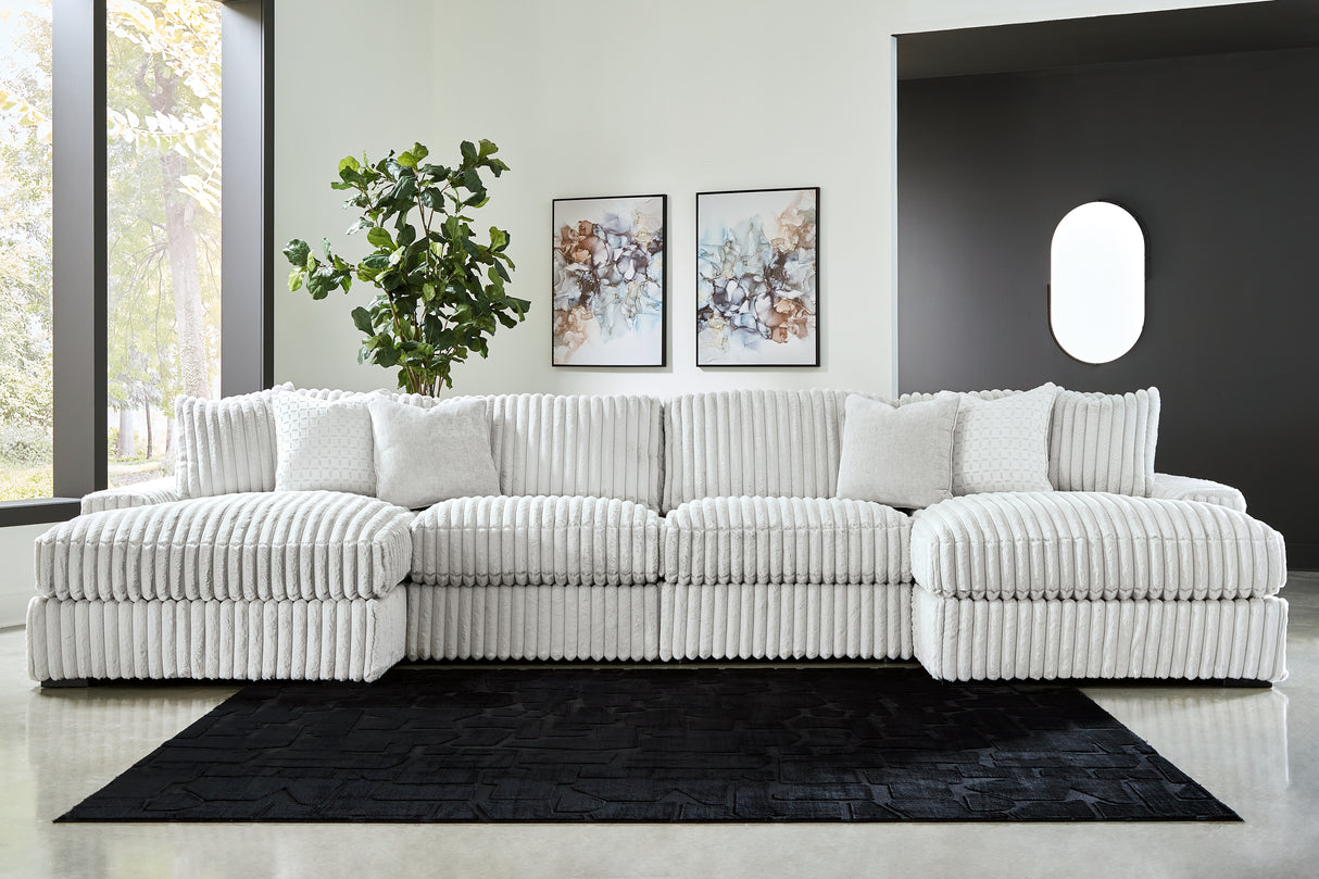 Stupendous Sectional with Double Chaise (Configuration: 4-Piece (Left-Arm Facing Corner Chaise, Right-Arm Facing Corner Chaise, 2 Armless Chairs))