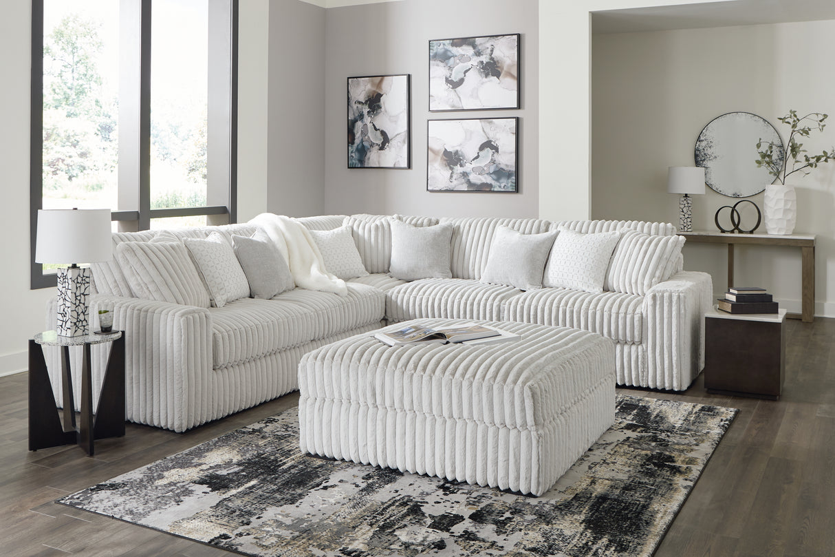 Stupendous 4-Piece Sectional with Ottoman (Left-Arm Facing Sofa, Right-Arm Facing Sofa, Wedge, Oversized Accent Ottoman)