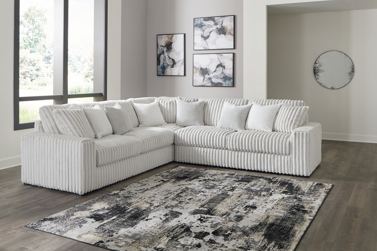 Stupendous 4-Piece Sectional with Ottoman (Left-Arm Facing Sofa, Right-Arm Facing Sofa, Wedge, Oversized Accent Ottoman)