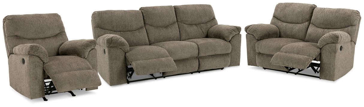 Alphons 3-Piece Sofa, Loveseat and Recliner (Reclining Sofa, Reclining Loveseat, Recliner)