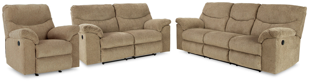 Alphons 3-Piece Sofa, Loveseat and Recliner (Reclining Sofa, Reclining Loveseat, Recliner)