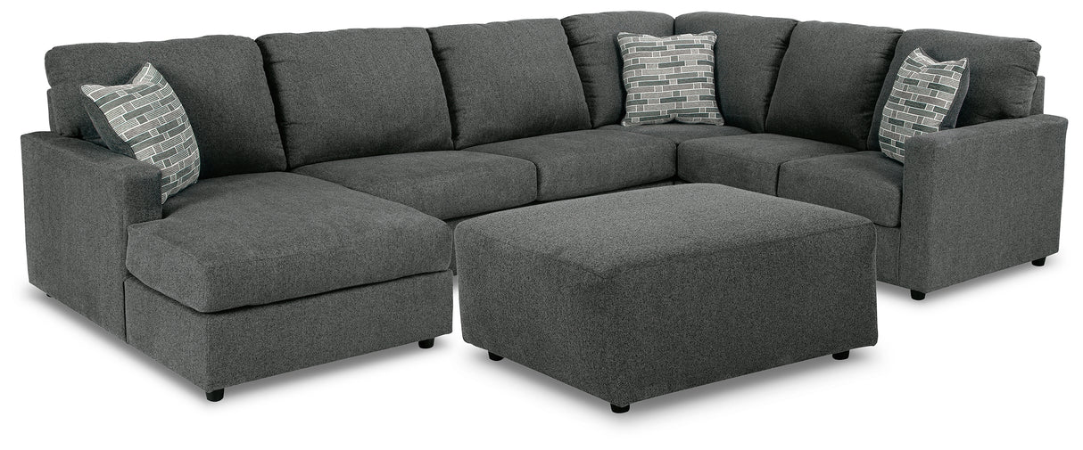 Edenfield 4-Piece Sectional with Ottoman (Left-Arm Facing Corner Chaise, Armless Loveseat, Right-Arm Facing Sofa with Corner Wedge, Oversized Accent Ottoman)