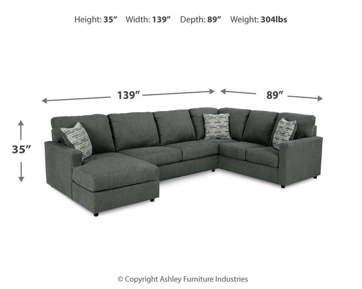 Edenfield 4-Piece Sectional with Ottoman (Left-Arm Facing Corner Chaise, Armless Loveseat, Right-Arm Facing Sofa with Corner Wedge, Oversized Accent Ottoman)