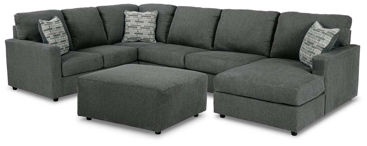 Edenfield 4-Piece Sectional with Ottoman (Right-Arm Facing Corner Chaise, Armless Loveseat, Left-Arm Facing Sofa with Corner Wedge, Oversized Accent Ottoman)