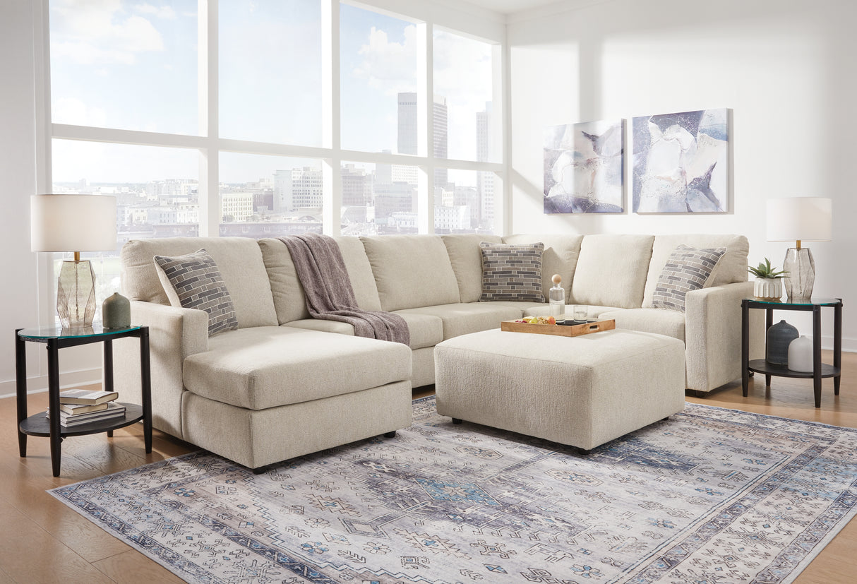 Edenfield 4-Piece Sectional with Ottoman (Left-Arm Facing Corner Chaise, Armless Loveseat, Right-Arm Facing Sofa with Corner Wedge, Oversized Accent Ottoman)