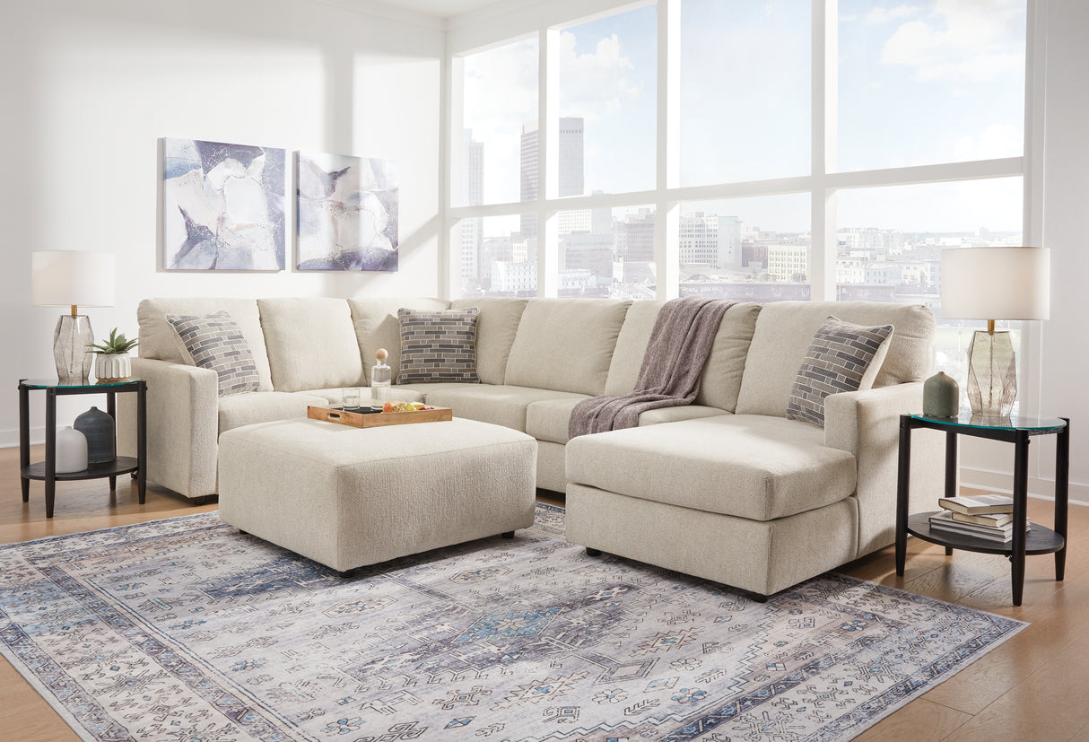 Edenfield 4-Piece Sectional with Ottoman (Right-Arm Facing Corner Chaise, Armless Loveseat, Left-Arm Facing Sofa with Corner Wedge, Oversized Accent Ottoman)