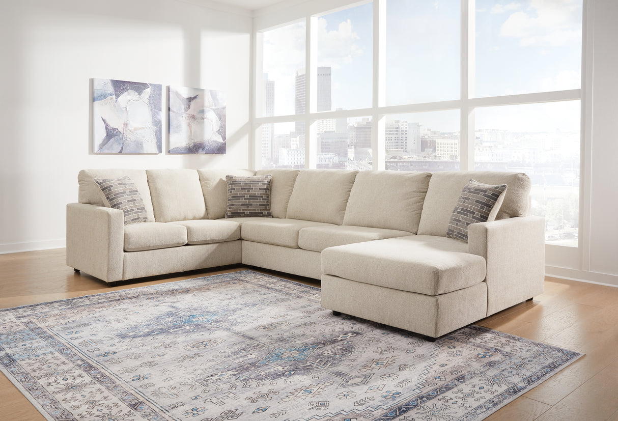 Edenfield 4-Piece Sectional with Ottoman (Right-Arm Facing Corner Chaise, Armless Loveseat, Left-Arm Facing Sofa with Corner Wedge, Oversized Accent Ottoman)