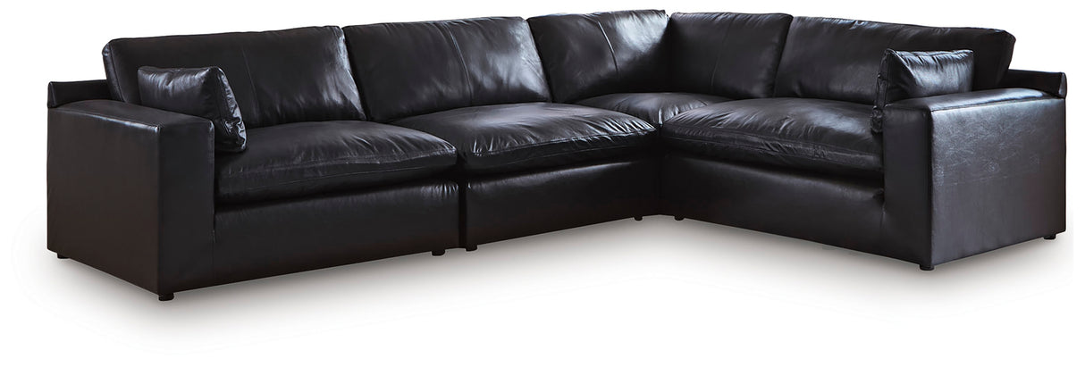 Emilia 4-Piece Sectional (Color: Black)
