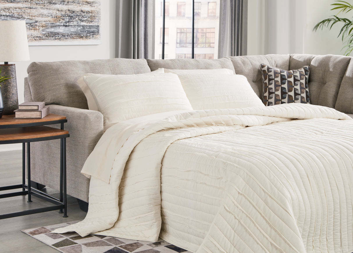 Mahoney 2-Piece Sleeper Sectional with Chaise (Color: Pebble, Sectional Orientation: Right Arm Facing)