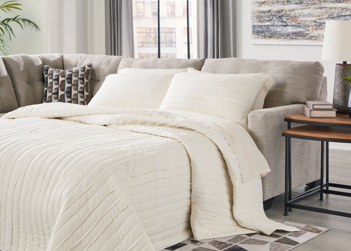 Mahoney 2-Piece Sleeper Sectional with Chaise (Color: Pebble, Sectional Orientation: Left Arm Facing)