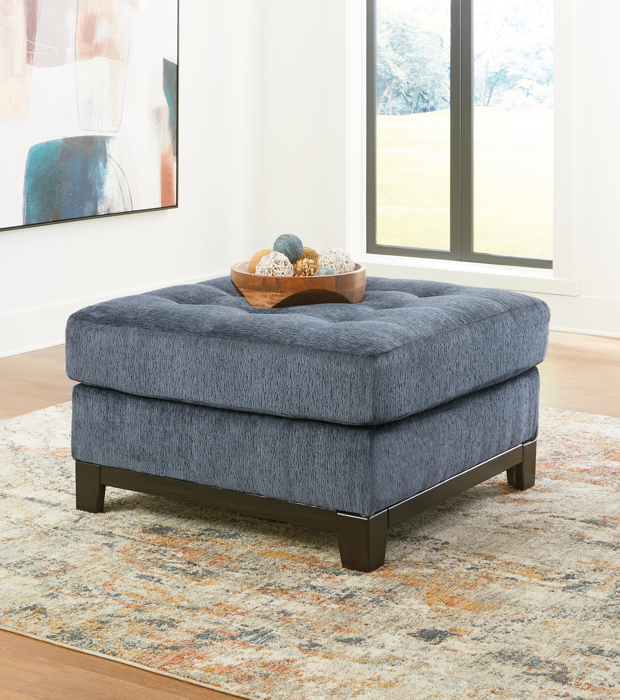 Maxon Place Oversized Accent Ottoman (Color: Navy)