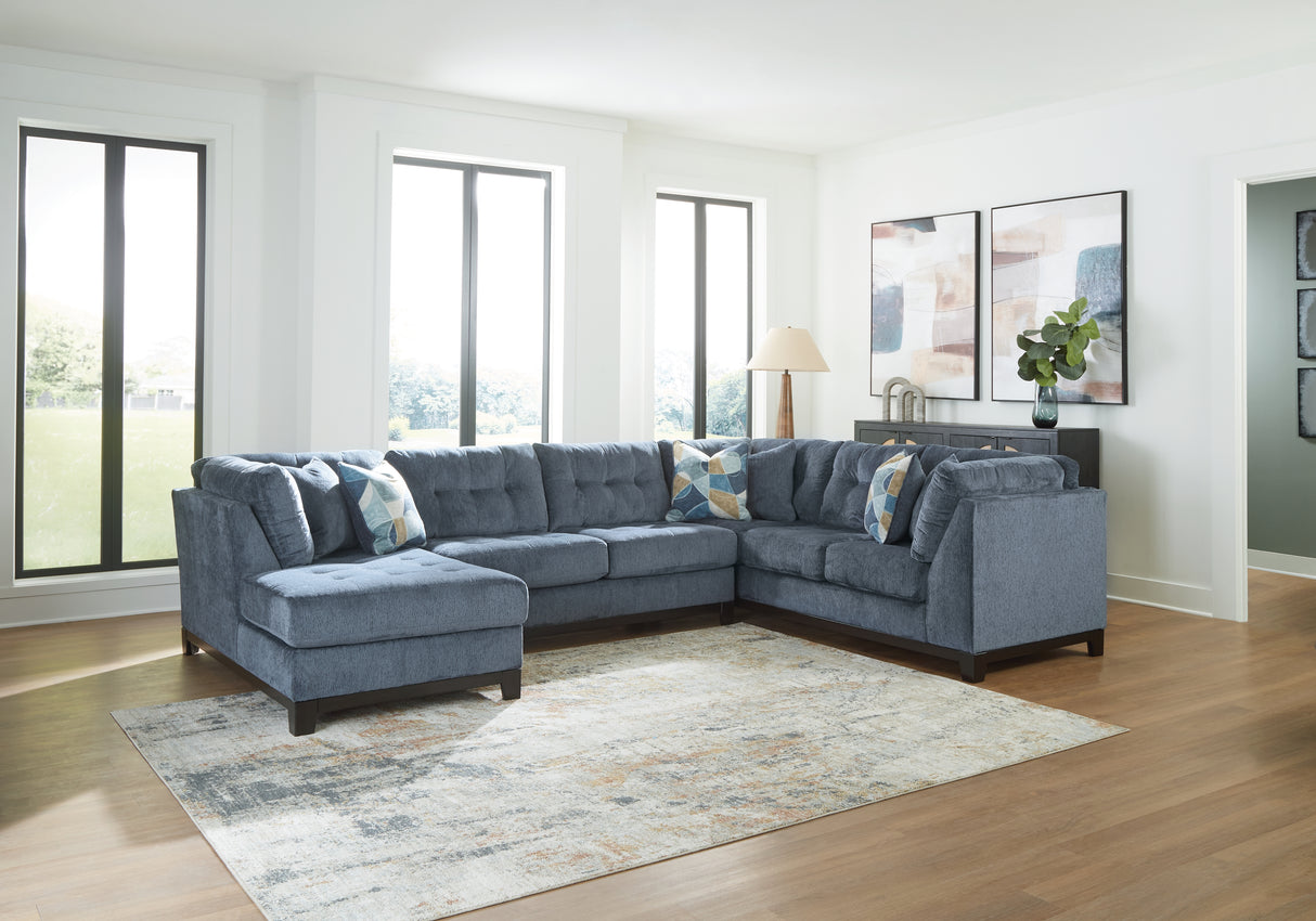 Maxon Place 3-Piece Sectional with Chaise (Color: Navy, Sectional Orientation: Left Arm Facing)