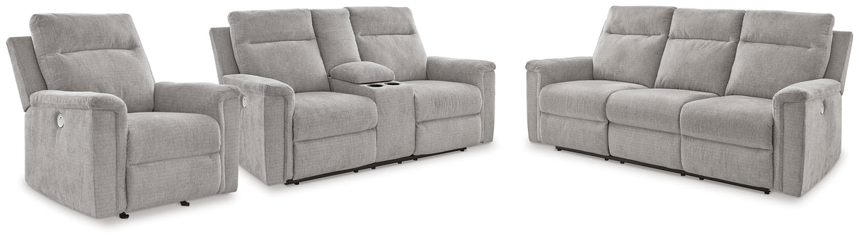 Barnsana 3-Piece Sofa, Loveseat and Recliner (Power Reclining Sofa, Power Reclining Loveseat with Console, Power Recliner)