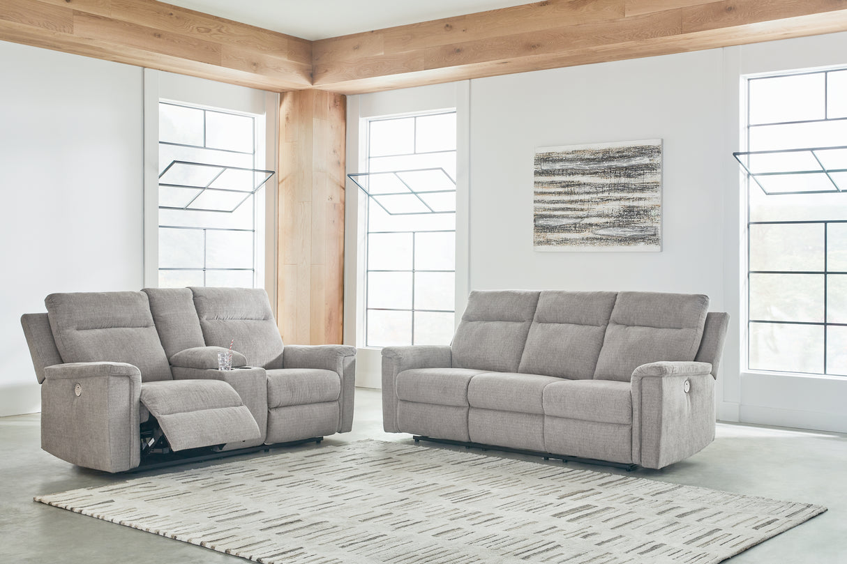 Barnsana 2-Piece Sofa and Loveseat (Power Reclining Sofa, Power Reclining Loveseat with Console)