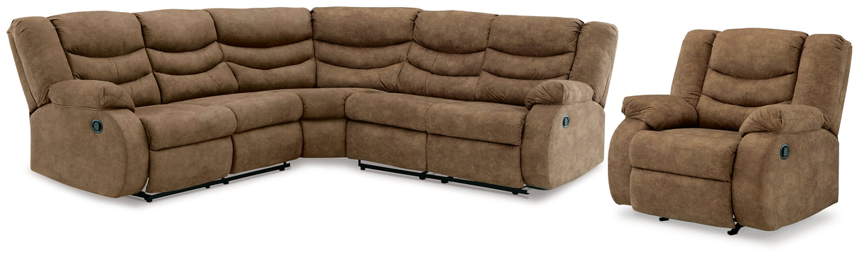 Partymate 3-Piece Sectional with Recliner (Left-Arm Facing Reclining Loveseat with Half Wedge, Right-Arm Facing Reclining Loveseat with Half Wedge, Recliner)