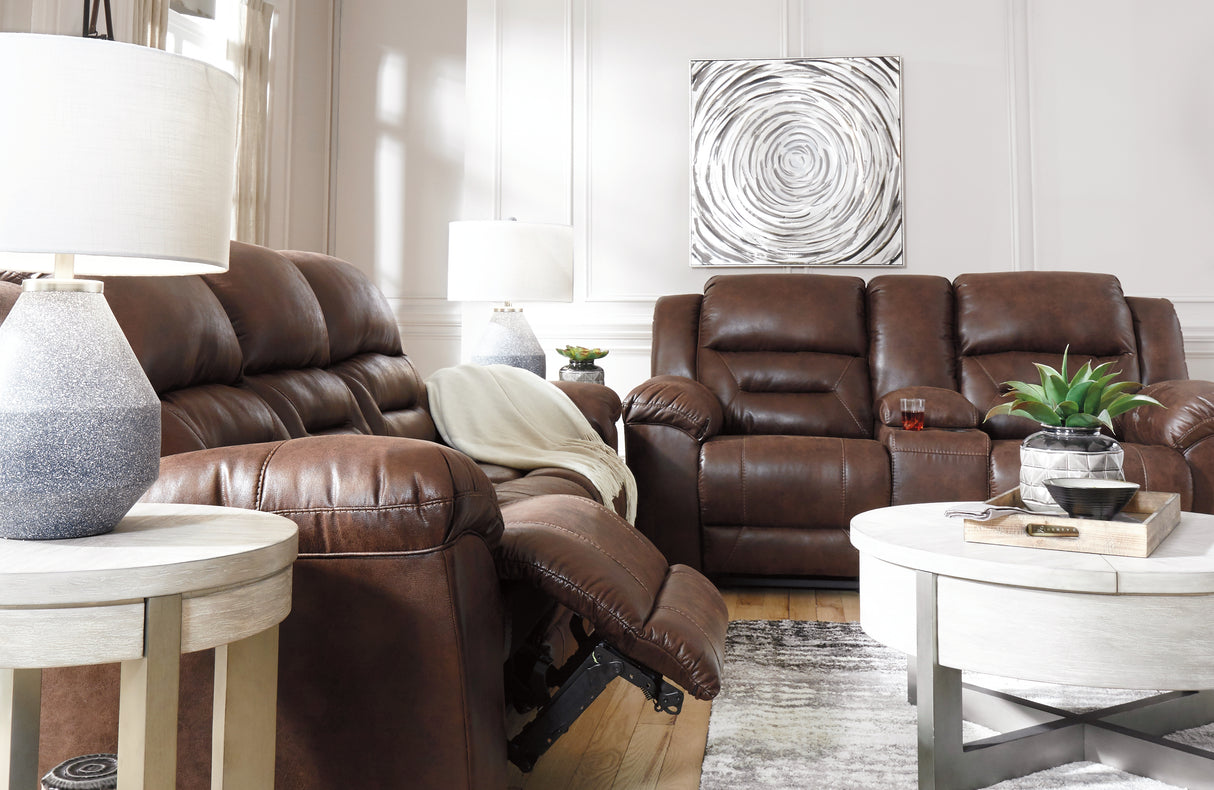 Stoneland Reclining Loveseat with Console (Color: Chocolate)