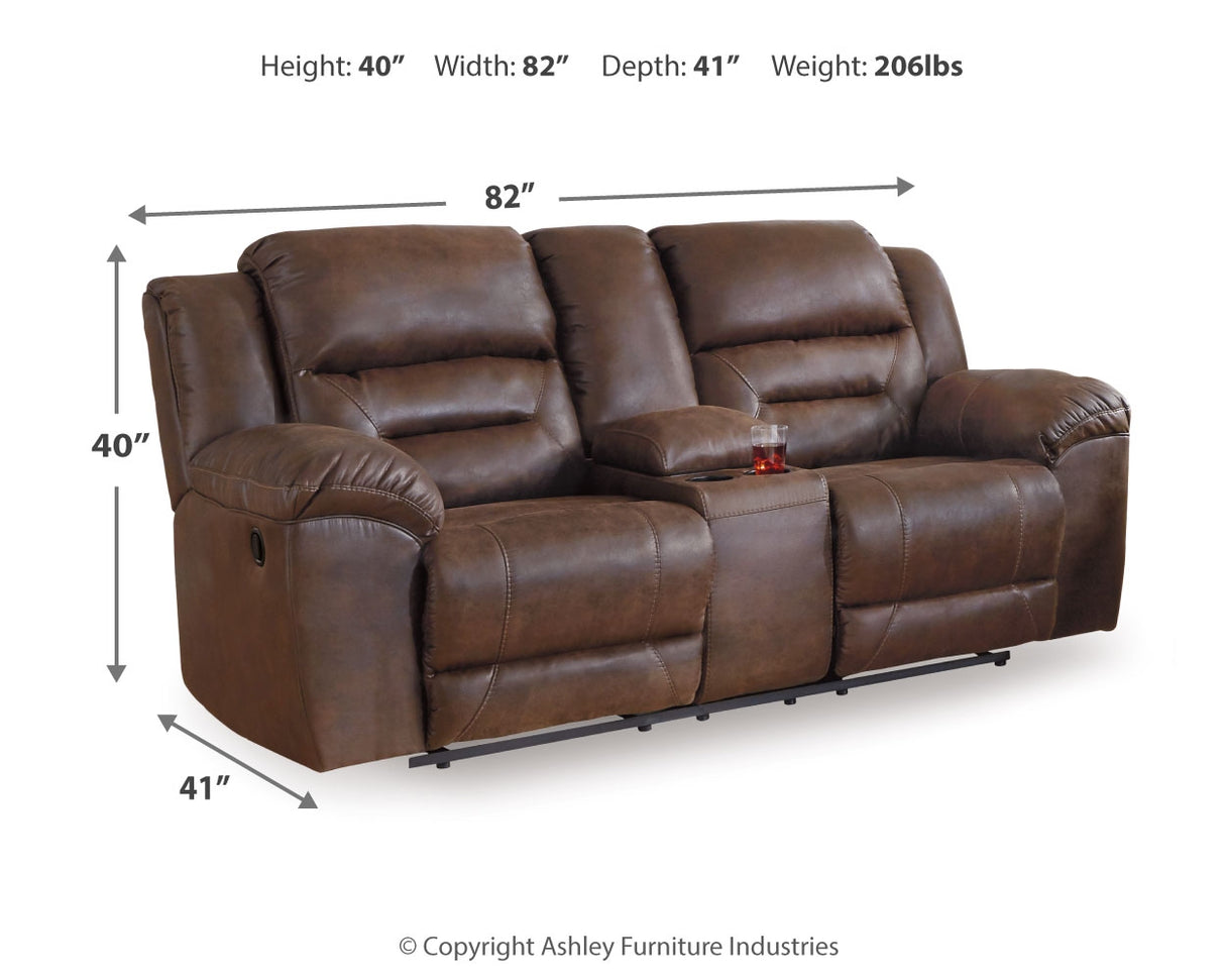 Stoneland Reclining Loveseat with Console (Color: Chocolate)
