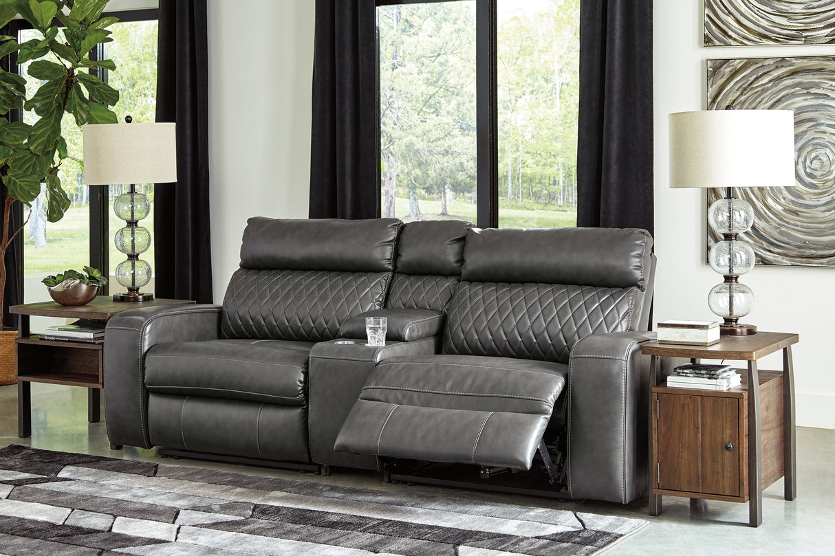 Samperstone 3-Piece Power Reclining Sectional Loveseat (Configuration: 3-Piece (Samperstone Console with Storage, Samperstone Left-Arm Facing Power Recliner, Samperstone Right-Arm Facing Power Recliner))