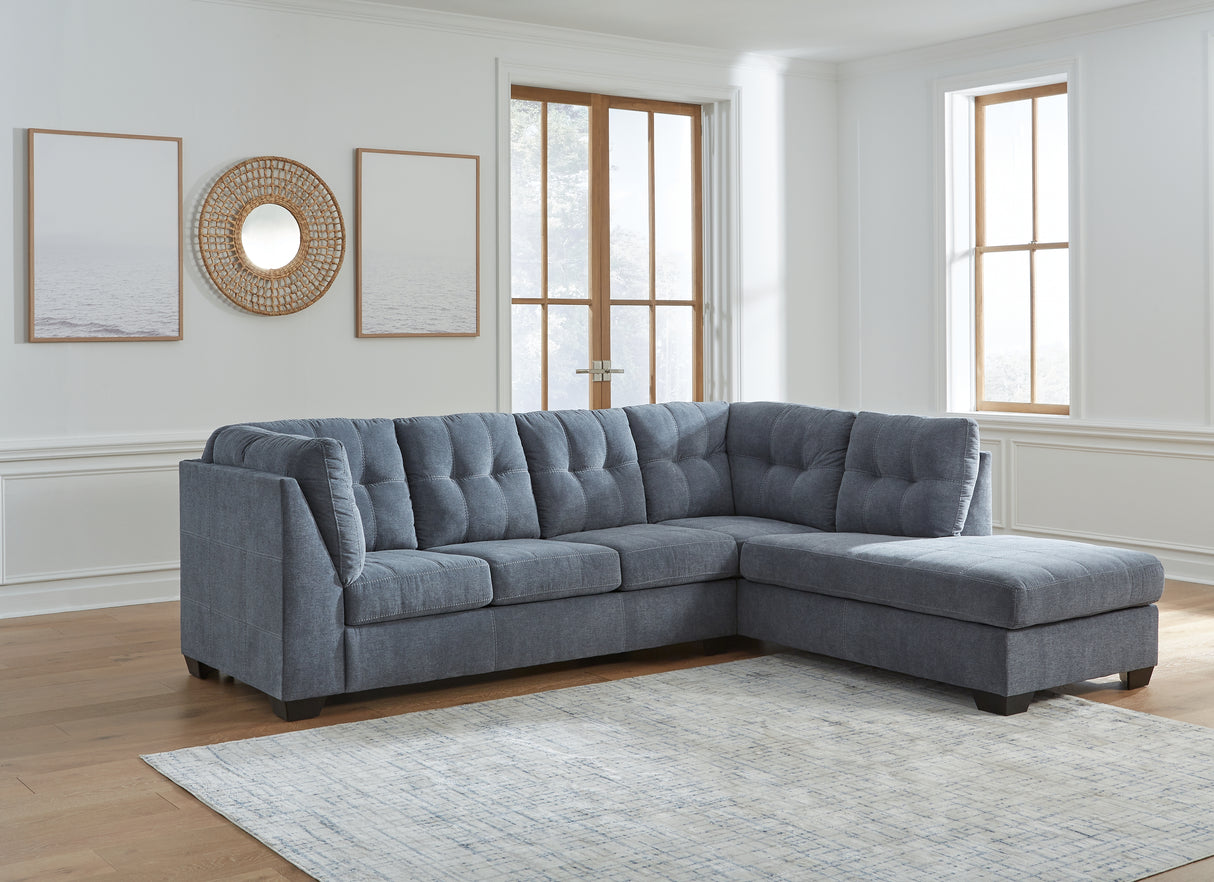 Marleton 2-Piece Sectional with Chaise (Color: Denim, Sectional Orientation: Right Arm Facing)