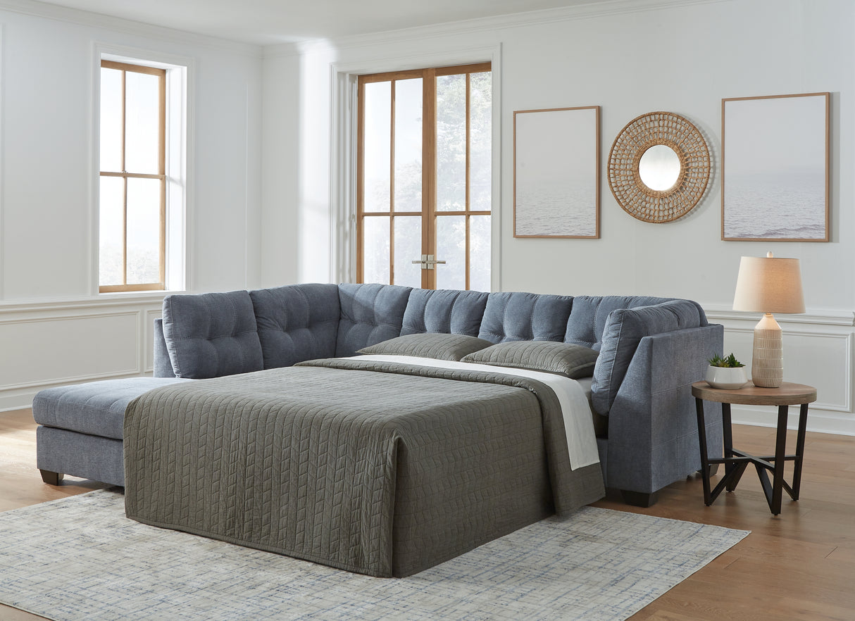 Marleton 2-Piece Sleeper Sectional with Chaise (Color: Denim, Sectional Orientation: Left Arm Facing)