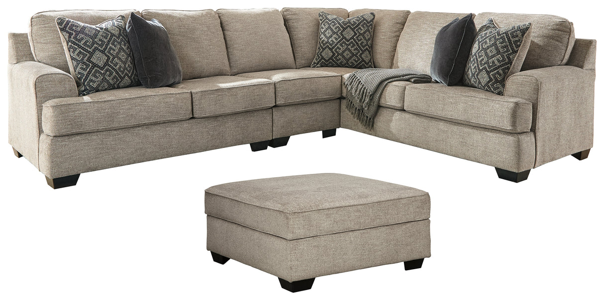 Bovarian 4-Piece Sectional with Ottoman (Ottoman, Armless Chair, Right-Arm Facing Sofa with Corner Wedge, Left-Arm Facing Loveseat)