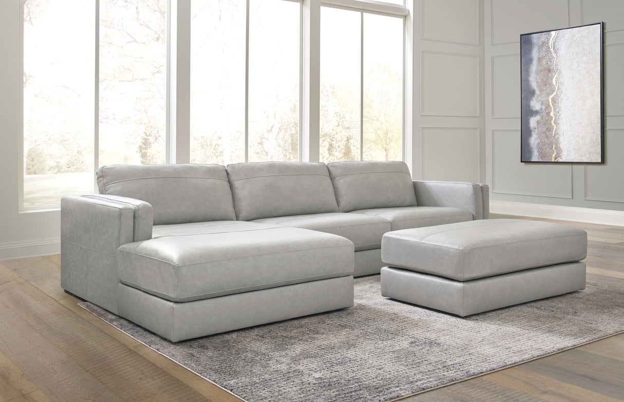 Amiata 3-Piece Sectional with Ottoman (Left-Arm Facing Corner Chaise, Right-Arm Facing Sofa, Oversized Accent Ottoman)
