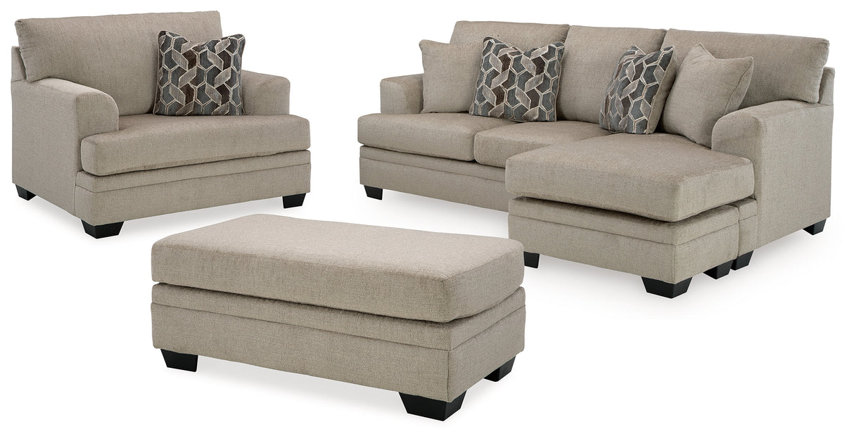 Stonemeade 3-Piece Sofa Chaise, Chair, and Ottoman (Sofa Chaise, Oversized Chair, Ottoman)