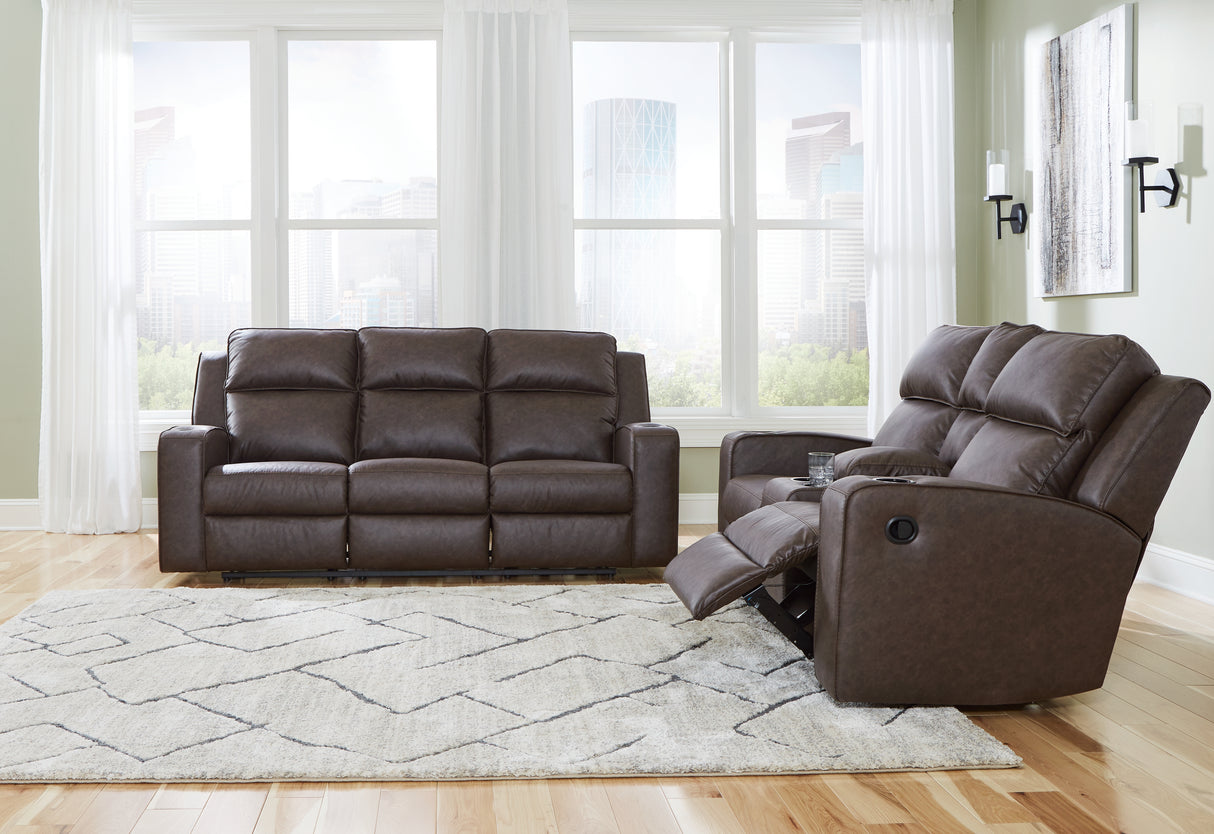 Lavenhorne 2-Piece Sofa and Loveseat (Reclining Sofa with Drop Down Table, Reclining Loveseat with Console)