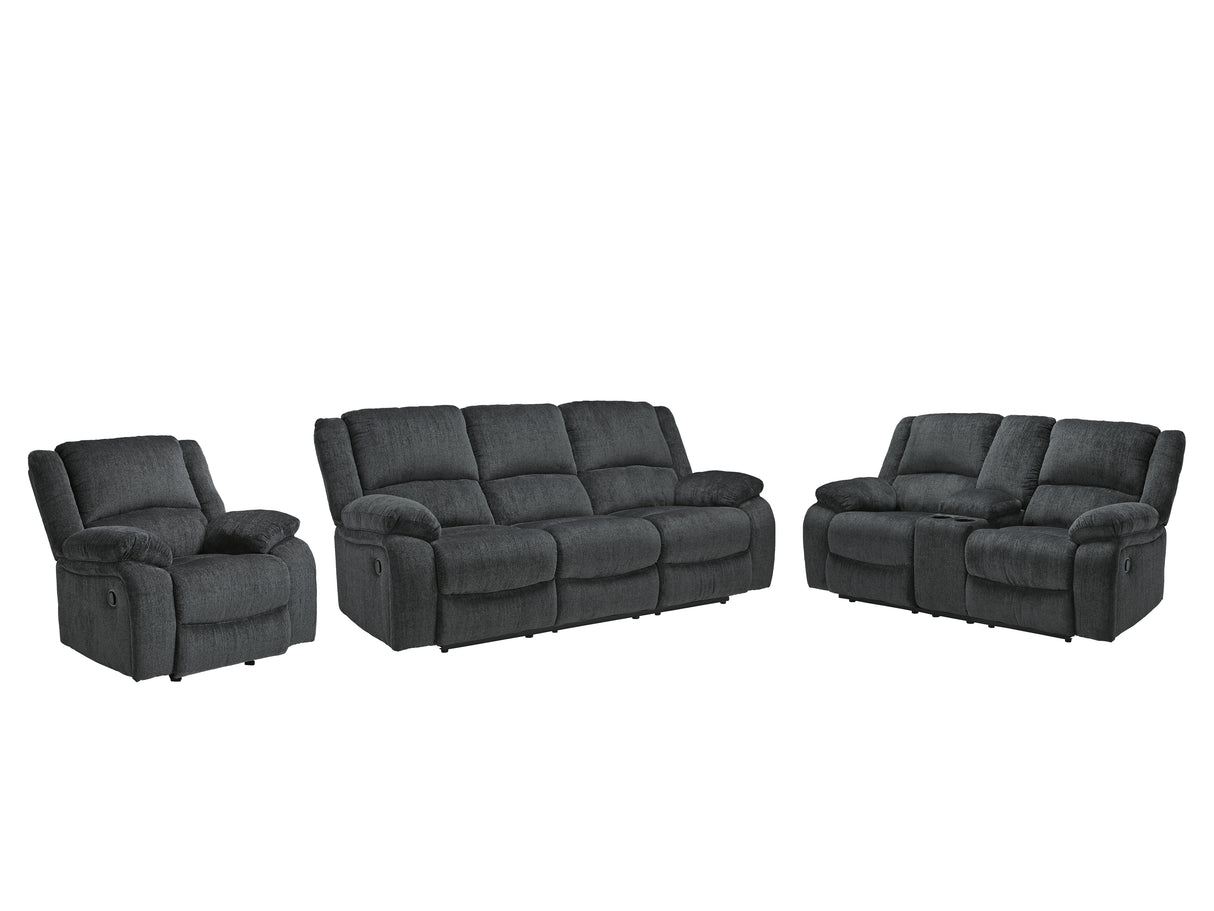 Draycoll 3-Piece Sofa, Loveseat and Recliner (Reclining Sofa, Reclining Loveseat with Console, Recliner)