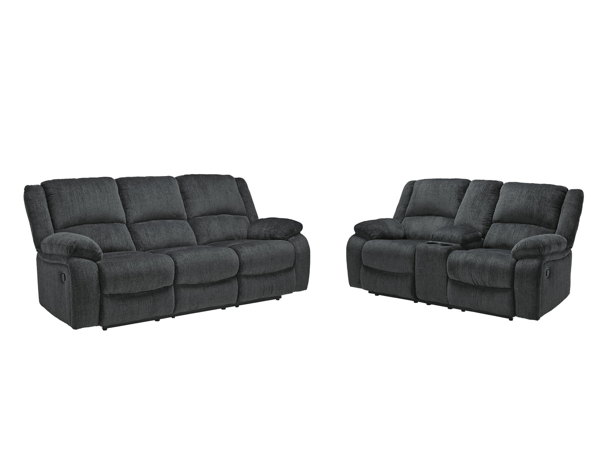 Draycoll 2-Piece Sofa and Loveseat (Reclining Sofa, Reclining Loveseat with Console)