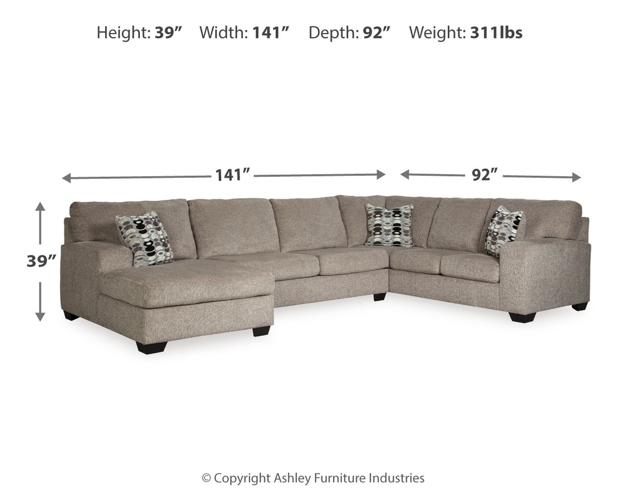 Ballinasloe 3-Piece Sectional with Chaise (Color: Platinum, Sectional Orientation: Left Arm Facing)