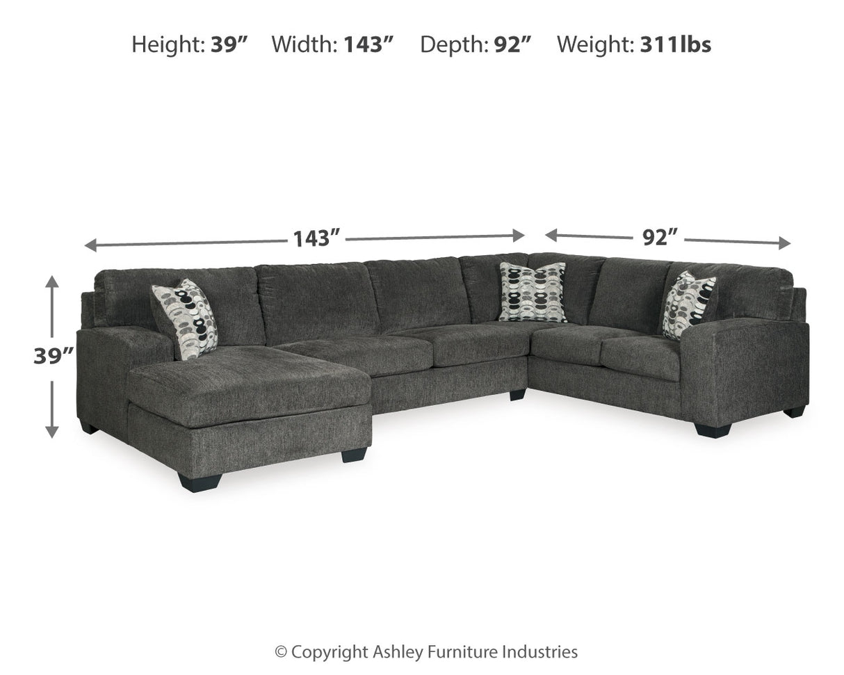 Ballinasloe 3-Piece Sectional with Chaise (Color: Smoke, Sectional Orientation: Left Arm Facing)