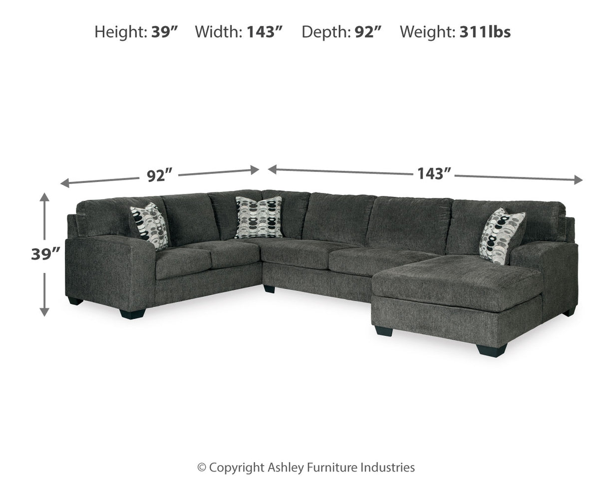Ballinasloe 3-Piece Sectional with Chaise (Color: Smoke, Sectional Orientation: Right Arm Facing)