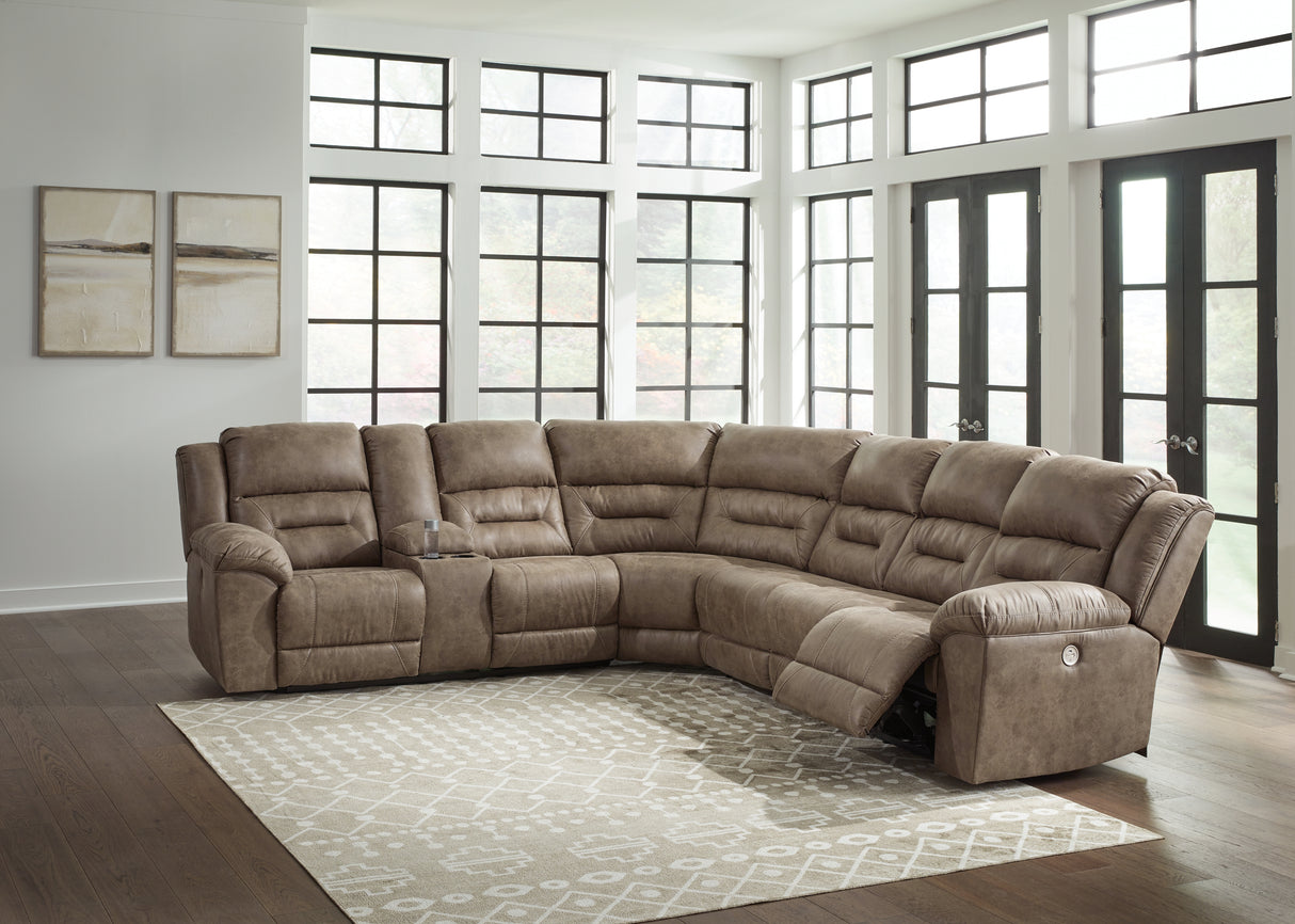 Ravenel 3-Piece Power Reclining Sectional (Configuration: 4-Piece (Ravenel Left-Arm Facing Power Reclining Loveseat with Console, Ravenel Armless Chair, Ravenel Right-Arm Facing Power Reclining Loveseat, Ravenel Wedge))