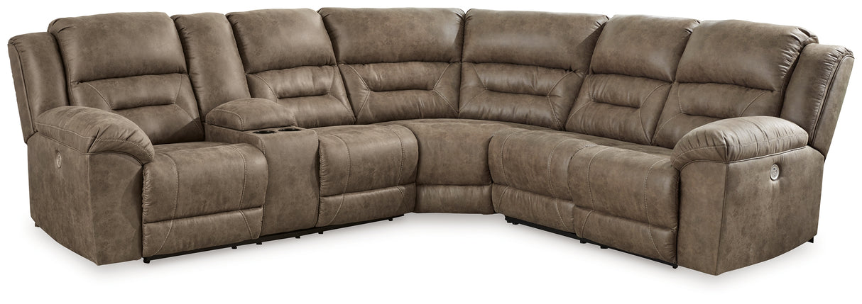Ravenel 3-Piece Power Reclining Sectional (Configuration: 3-Piece (Ravenel Left-Arm Facing Power Reclining Loveseat with Console, Ravenel Right-Arm Facing Power Reclining Loveseat, Ravenel Wedge))