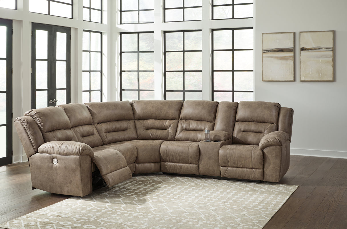 Ravenel 3-Piece Power Reclining Sectional (Configuration: 3-Piece (Ravenel Left-Arm Facing Power Reclining Loveseat, Ravenel Wedge, Ravenel Right-Arm Facing Power Reclining Loveseat with Console))