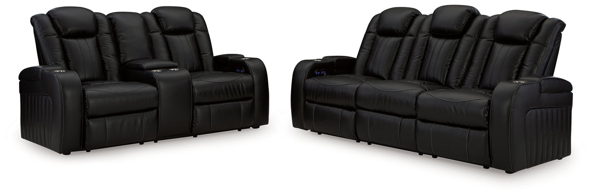 Caveman Den 2-Piece Sofa and Loveseat (Power Reclining Sofa, Power Reclining Loveseat with Console)